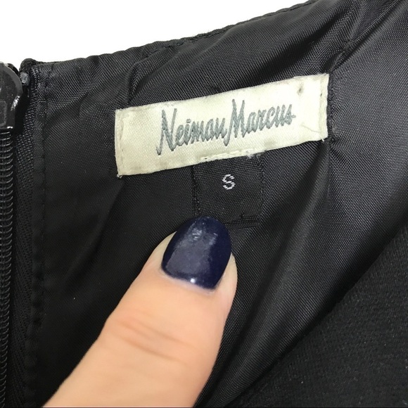 Neiman Marcus Black Dress w/Leather Panels Size S - Picture 7 of 8